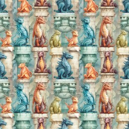 Tela dragones columnas preventa