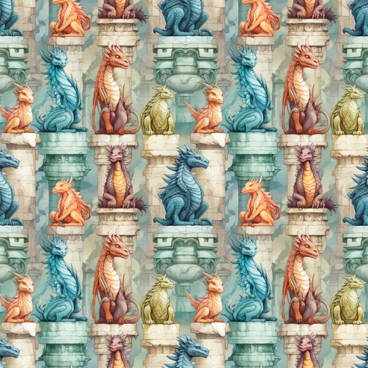 Tela dragones columnas preventa