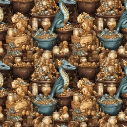 Tela dragones tesoros preventa