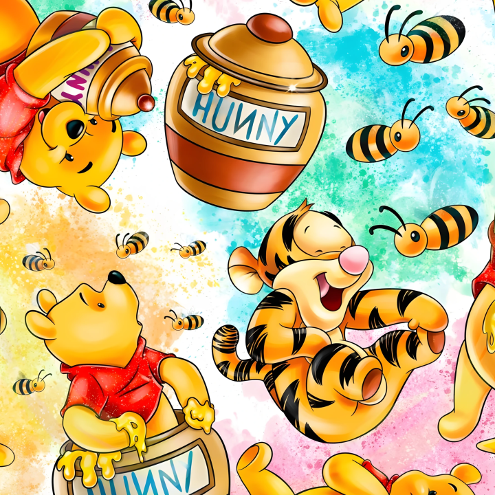Tela Winnie the Poo miel neón preventa