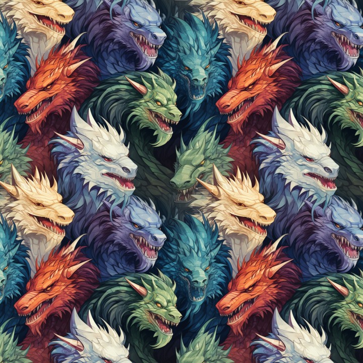 Tela dragones cabezas preventa