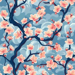 Tela japonesa flor azul preventa
