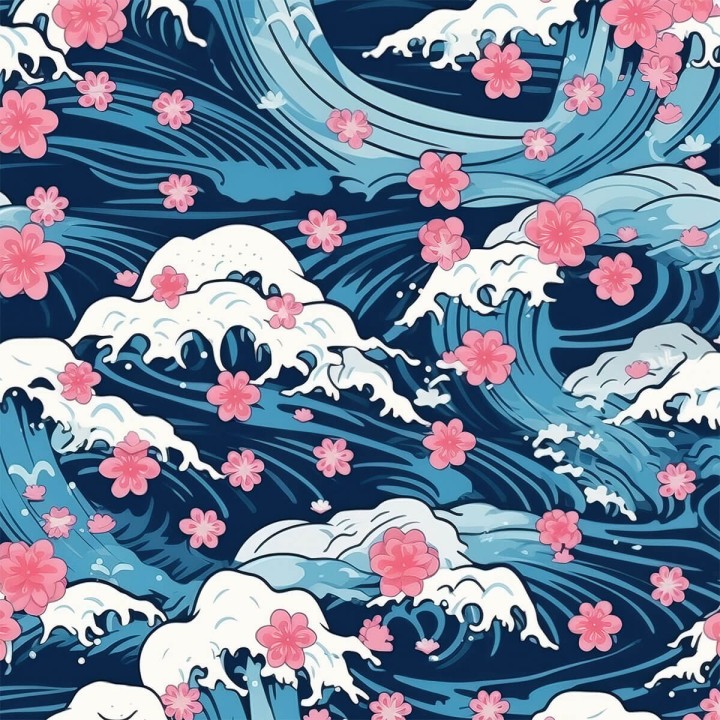 Tela olas flor rosa