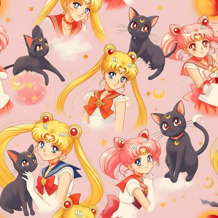 Tela Sailor Moon rosa personajes preventa