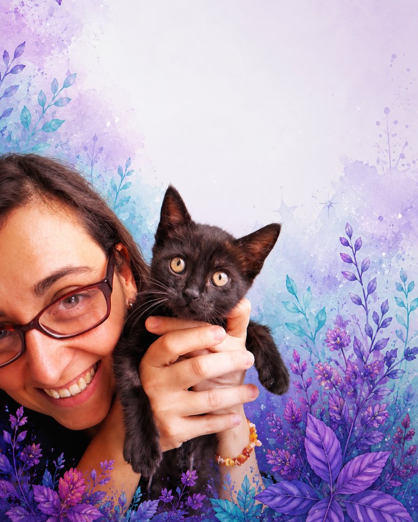 Pati con Ichi, el gato de Patiss